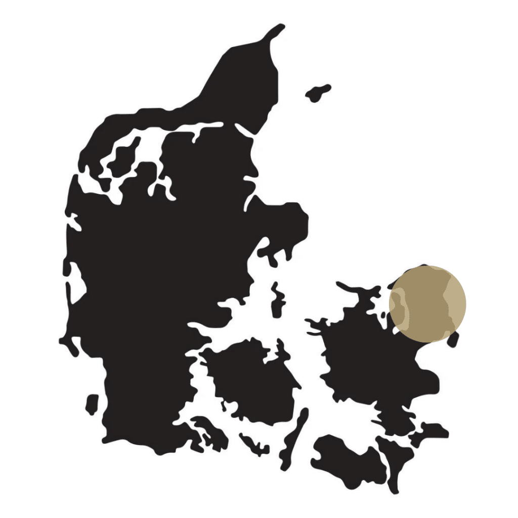 Kort over danmark med cirkel omkring nordsjælland